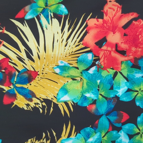 Roz & Ali Floral Sheer Button Down Tropical Blouse Woman 2X Black Blue - Picture 8 of 16